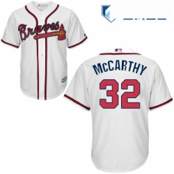 Mens Majestic Atlanta Braves 32 Brandon McCarthy Replica White Home Cool Base MLB Jersey 