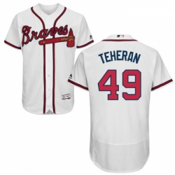 Mens Majestic Atlanta Braves 49 Julio Teheran White Home Flex Base Authentic Collection MLB Jersey