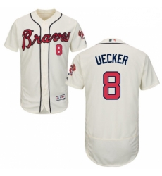 Mens Majestic Atlanta Braves 8 Bob Uecker Cream Alternate Flex Base Authentic Collection MLB Jersey