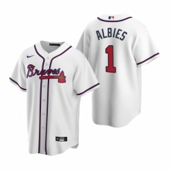 Mens Nike Atlanta Braves 1 Ozzie Albies White Home Stitched Baseball Jersey