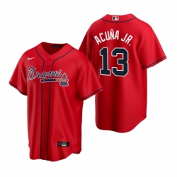 Mens Nike Atlanta Braves 13 Ronald Acuna Jr Red Alternate Stitched Baseball Jersey