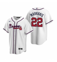 Mens Nike Atlanta Braves 22 Nick Markakis White Home Stitched Baseball Jerse