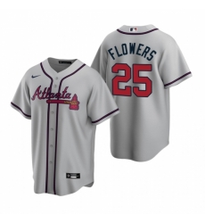 Mens Nike Atlanta Braves 25 Tyler Flowers Gray Road Stitched Baseball Jerse