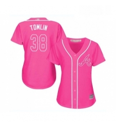 Womens Atlanta Braves 38 Josh Tomlin Replica Pink Fashion Cool Base Baseball Jersey 