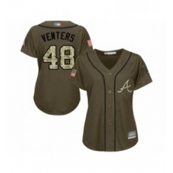 Womens Atlanta Braves 48 Jonny Venters Authentic Green Salute to Service Baseball Jersey 