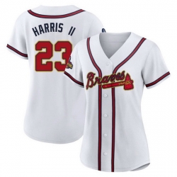 Women's Authentic Michael Harris II Atlanta Braves Gold White 2022 Program Jersey