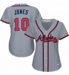 Womens Majestic Atlanta Braves 10 Chipper Jones Replica Grey Road Cool Base MLB Jersey