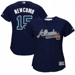 Womens Majestic Atlanta Braves 15 Sean Newcomb Replica Blue Alternate Road Cool Base MLB Jersey 