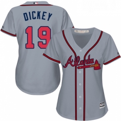 Womens Majestic Atlanta Braves 19 RA Dickey Replica Grey Road Cool Base MLB Jersey