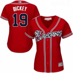 Womens Majestic Atlanta Braves 19 RA Dickey Replica Red Alternate Cool Base MLB Jersey