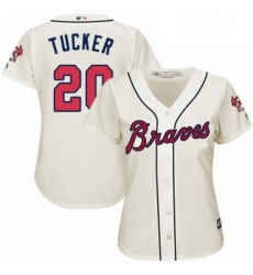 Womens Majestic Atlanta Braves 20 Preston Tucker Authentic Cream Alternate 2 Cool Base MLB Jersey 