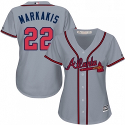 Womens Majestic Atlanta Braves 22 Nick Markakis Authentic Grey Road Cool Base MLB Jersey