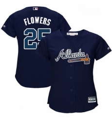 Womens Majestic Atlanta Braves 25 Tyler Flowers Replica Blue Alternate Road Cool Base MLB Jersey