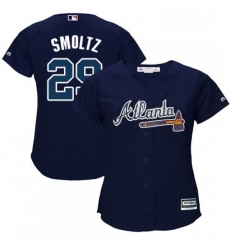 Womens Majestic Atlanta Braves 29 John Smoltz Replica Blue Alternate Road Cool Base MLB Jersey