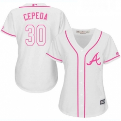 Womens Majestic Atlanta Braves 30 Orlando Cepeda Authentic White Fashion Cool Base MLB Jersey