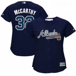 Womens Majestic Atlanta Braves 32 Brandon McCarthy Replica Blue Alternate Road Cool Base MLB Jersey 