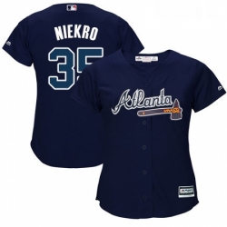 Womens Majestic Atlanta Braves 35 Phil Niekro Authentic Blue Alternate Road Cool Base MLB Jersey