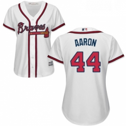 Womens Majestic Atlanta Braves 44 Hank Aaron Authentic White Home Cool Base MLB Jersey