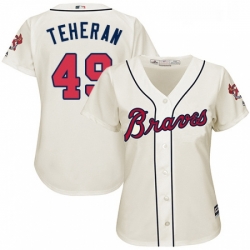 Womens Majestic Atlanta Braves 49 Julio Teheran Replica Cream Alternate 2 Cool Base MLB Jersey