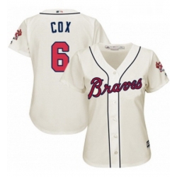 Womens Majestic Atlanta Braves 6 Bobby Cox Replica Cream Alternate 2 Cool Base MLB Jersey