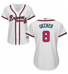 Womens Majestic Atlanta Braves 8 Bob Uecker Authentic White Home Cool Base MLB Jersey