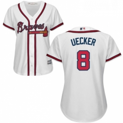 Womens Majestic Atlanta Braves 8 Bob Uecker Authentic White Home Cool Base MLB Jersey