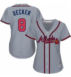 Womens Majestic Atlanta Braves 8 Bob Uecker Replica Grey Road Cool Base MLB Jersey