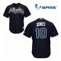 Youth Majestic Atlanta Braves 10 Chipper Jones Authentic Blue Alternate Road Cool Base MLB Jersey