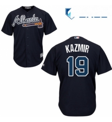 Youth Majestic Atlanta Braves 19 Scott Kazmir Replica Blue Alternate Road Cool Base MLB Jersey 