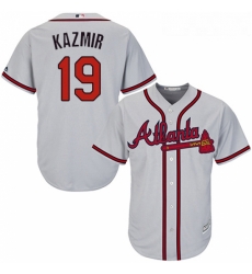 Youth Majestic Atlanta Braves 19 Scott Kazmir Replica Grey Road Cool Base MLB Jersey 