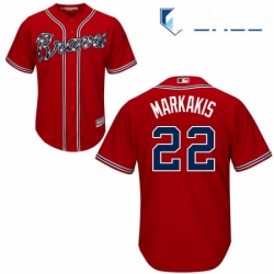 Youth Majestic Atlanta Braves 22 Nick Markakis Authentic Red Alternate Cool Base MLB Jersey