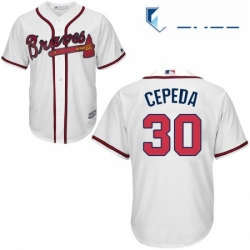 Youth Majestic Atlanta Braves 30 Orlando Cepeda Authentic White Home Cool Base MLB Jersey