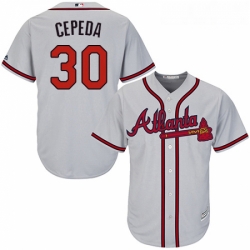 Youth Majestic Atlanta Braves 30 Orlando Cepeda Replica Grey Road Cool Base MLB Jersey