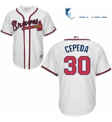 Youth Majestic Atlanta Braves 30 Orlando Cepeda Replica White Home Cool Base MLB Jersey