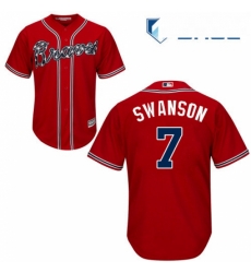 Youth Majestic Atlanta Braves 7 Dansby Swanson Replica Red Alternate Cool Base MLB Jersey