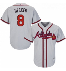 Youth Majestic Atlanta Braves 8 Bob Uecker Authentic Grey Road Cool Base MLB Jersey