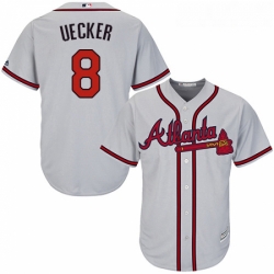 Youth Majestic Atlanta Braves 8 Bob Uecker Replica Grey Road Cool Base MLB Jersey