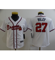 Youth White Atlanta Braves 27 Austin Riley Cool Base MLB Stitched Jersey