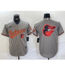 Men Baltimore Orioles Gray Team Big Logo Cool Base Stitched Jersey 3