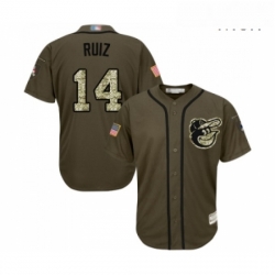 Mens Baltimore Orioles 14 Rio Ruiz Authentic Green Salute to Service Baseball Jersey 