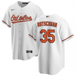 Men's Baltimore Orioles #35 Adley Rutschman White Cool Base Stitched Jersey