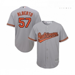 Mens Baltimore Orioles 57 Hanser Alberto Replica Grey Road Cool Base Baseball Jersey 