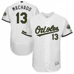 Mens Majestic Baltimore Orioles 13 Manny Machado White Flexbase Authentic Collection Memorial Day MLB Jersey