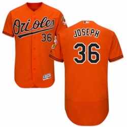 Mens Majestic Baltimore Orioles 36 Caleb Joseph Orange Alternate Flex Base Authentic Collection MLB Jersey