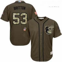 Mens Majestic Baltimore Orioles 53 Zach Britton Authentic Green Salute to Service MLB Jersey