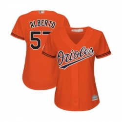 Womens Baltimore Orioles 57 Hanser Alberto Replica Orange Alternate Cool Base Baseball Jersey 