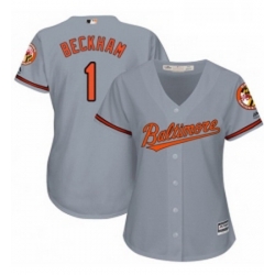 Womens Majestic Baltimore Orioles 1 Tim Beckham Replica Grey Road Cool Base MLB Jersey 