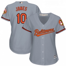 Womens Majestic Baltimore Orioles 10 Adam Jones Replica Grey Road Cool Base MLB Jersey