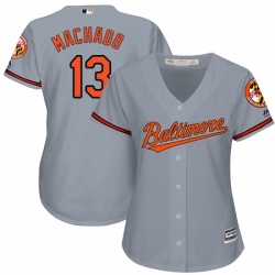 Womens Majestic Baltimore Orioles 13 Manny Machado Replica Grey Road Cool Base MLB Jersey