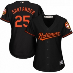 Womens Majestic Baltimore Orioles 25 Anthony Santander Replica Black Alternate Cool Base MLB Jersey 